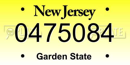 0475084 New Jersey License Plate