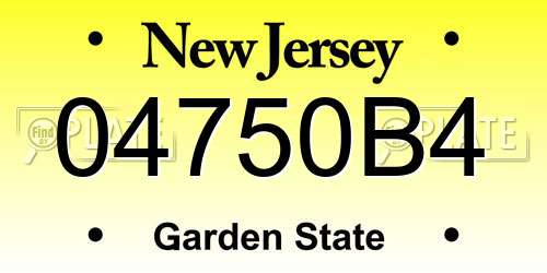 04750B4 New Jersey License Plate