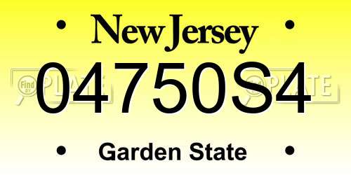 04750S4 New Jersey License Plate