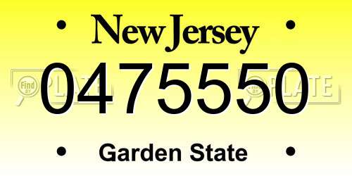 0475550 New Jersey License Plate