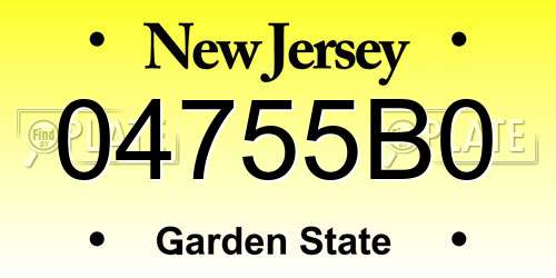 04755B0 New Jersey License Plate