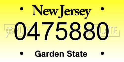 0475880 New Jersey License Plate