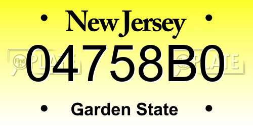 04758B0 New Jersey License Plate