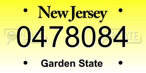 0478084 New Jersey License Plate