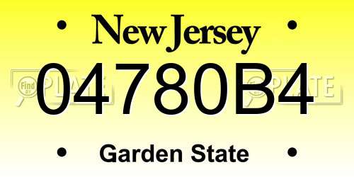 04780B4 New Jersey License Plate