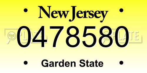 0478580 New Jersey License Plate