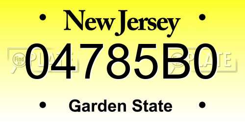04785B0 New Jersey License Plate