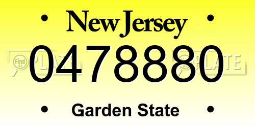 0478880 New Jersey License Plate