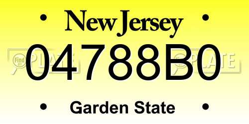 04788B0 New Jersey License Plate