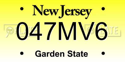 047MV6 New Jersey License Plate