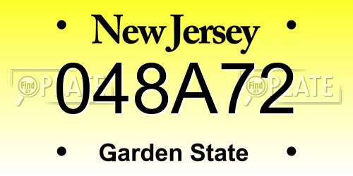 048A72 New Jersey License Plate