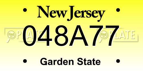 048A77 New Jersey License Plate