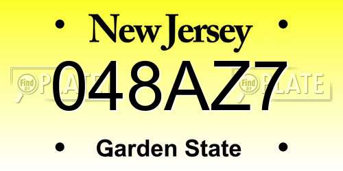 048AZ7 New Jersey License Plate