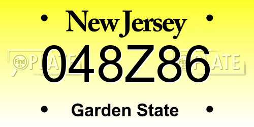 048Z86 New Jersey License Plate