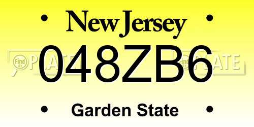 048ZB6 New Jersey License Plate