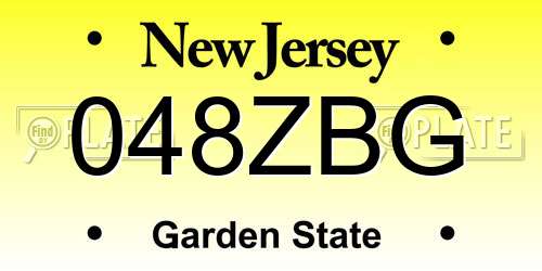 048ZBG New Jersey License Plate