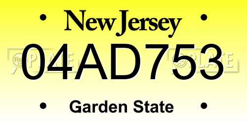 04AD753 New Jersey License Plate