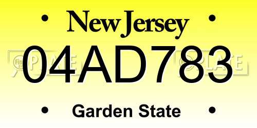 04AD783 New Jersey License Plate