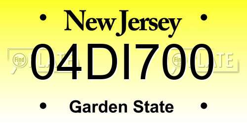 04DI700 New Jersey License Plate