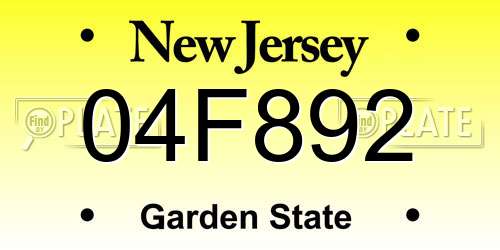 04F892 New Jersey License Plate