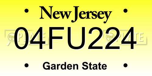 04FU224 New Jersey License Plate