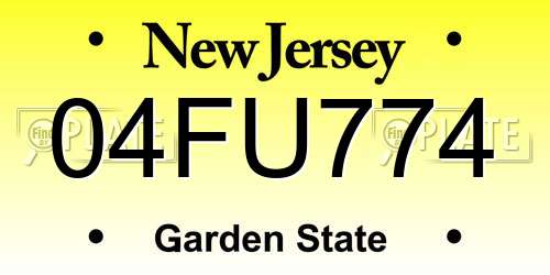 04FU774 New Jersey License Plate