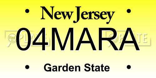 04MARA New Jersey License Plate
