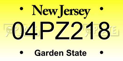 04PZ218 New Jersey License Plate