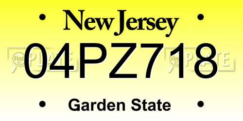 04PZ718 New Jersey License Plate