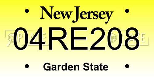 04RE208 New Jersey License Plate