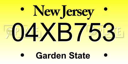 04XB753 New Jersey License Plate