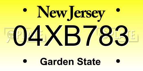 04XB783 New Jersey License Plate