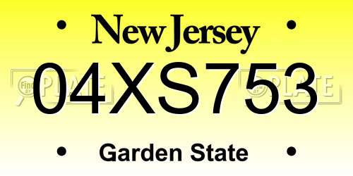 04XS753 New Jersey License Plate