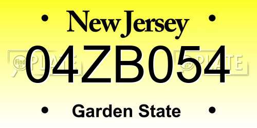 04ZB054 New Jersey License Plate