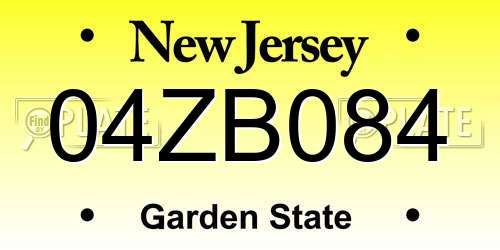 04ZB084 New Jersey License Plate
