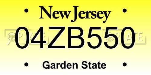 04ZB550 New Jersey License Plate