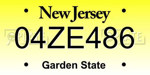 04ZE486 New Jersey License Plate