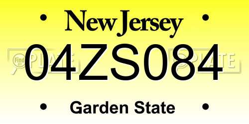 04ZS084 New Jersey License Plate