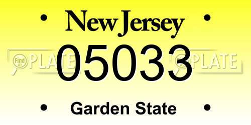 05033 New Jersey License Plate