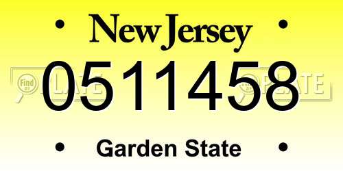 0511458 New Jersey License Plate
