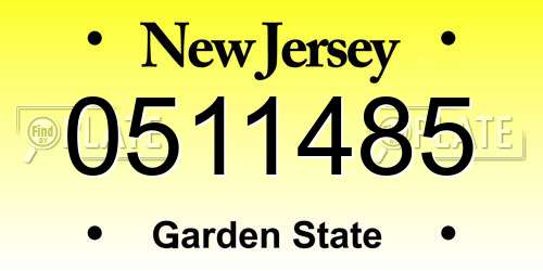 0511485 New Jersey License Plate