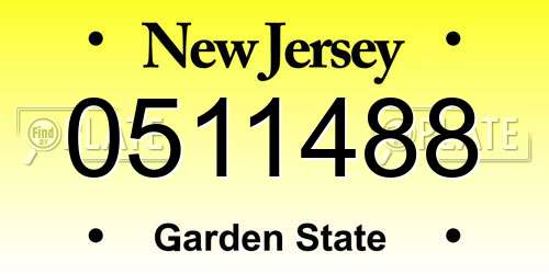 0511488 New Jersey License Plate
