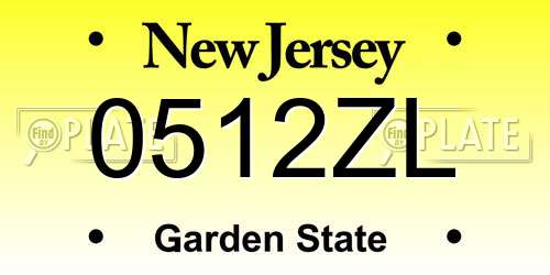0512ZL New Jersey License Plate