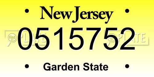 0515752 New Jersey License Plate