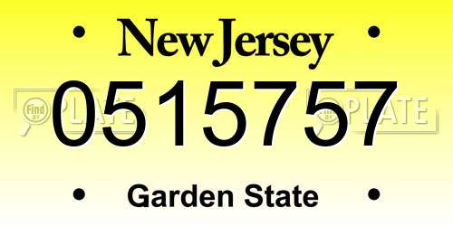 0515757 New Jersey License Plate