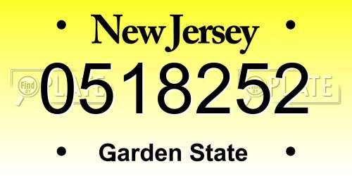 0518252 New Jersey License Plate
