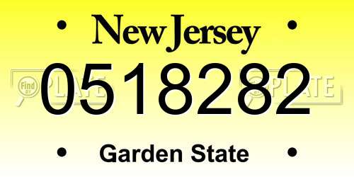 0518282 New Jersey License Plate