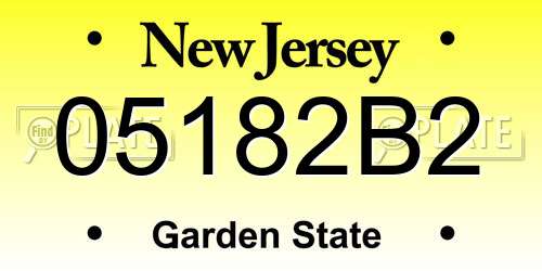 05182B2 New Jersey License Plate