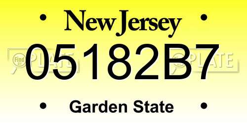 05182B7 New Jersey License Plate
