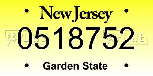 0518752 New Jersey License Plate